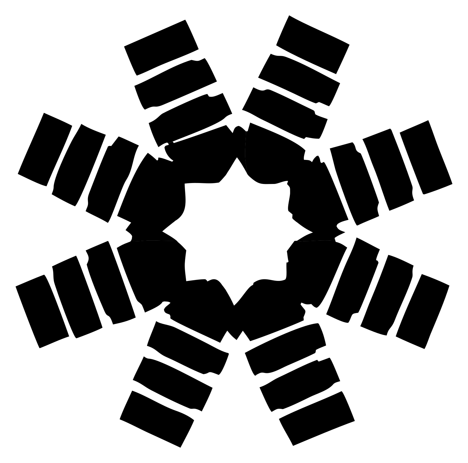 Blocky Rectangle Snowflake Crest #ffffff/#000000