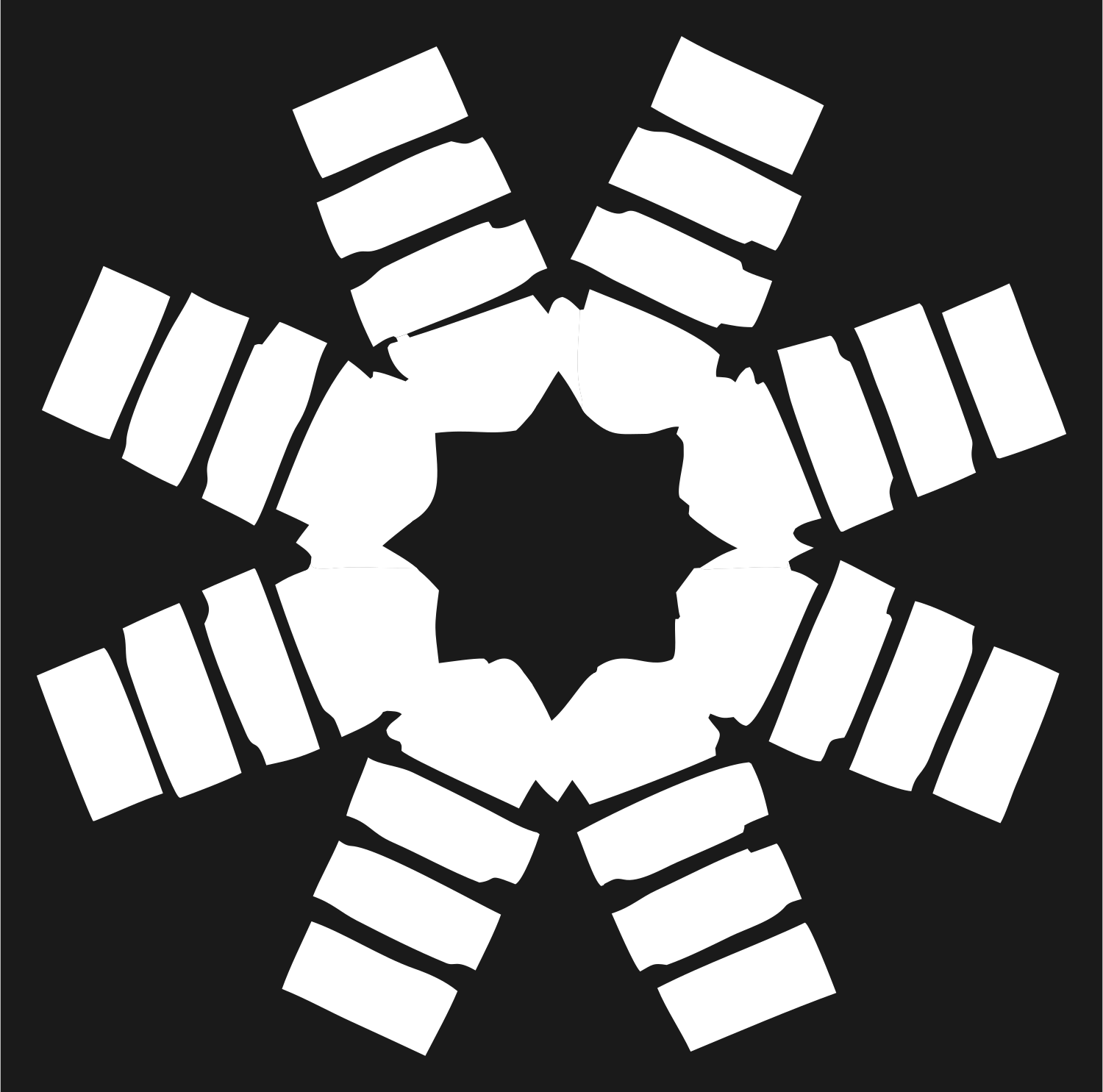Blocky Rectangle Snowflake Crest #1a1a1a/#ffffff