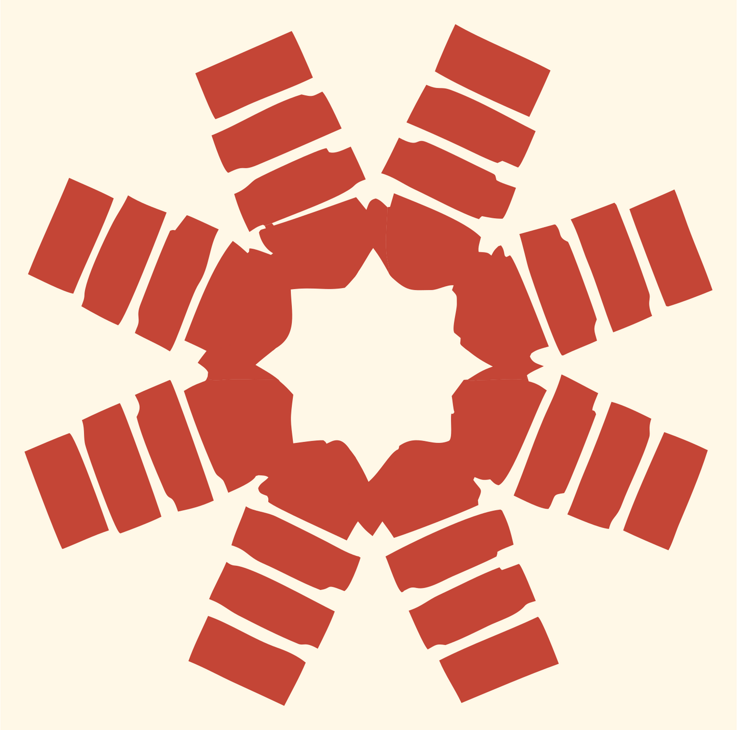 Blocky Rectangle Snowflake Crest #fff8e7/#c44536