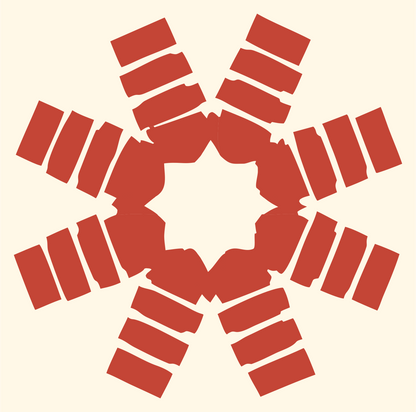 Blocky Rectangle Snowflake Crest #fff8e7/#c44536