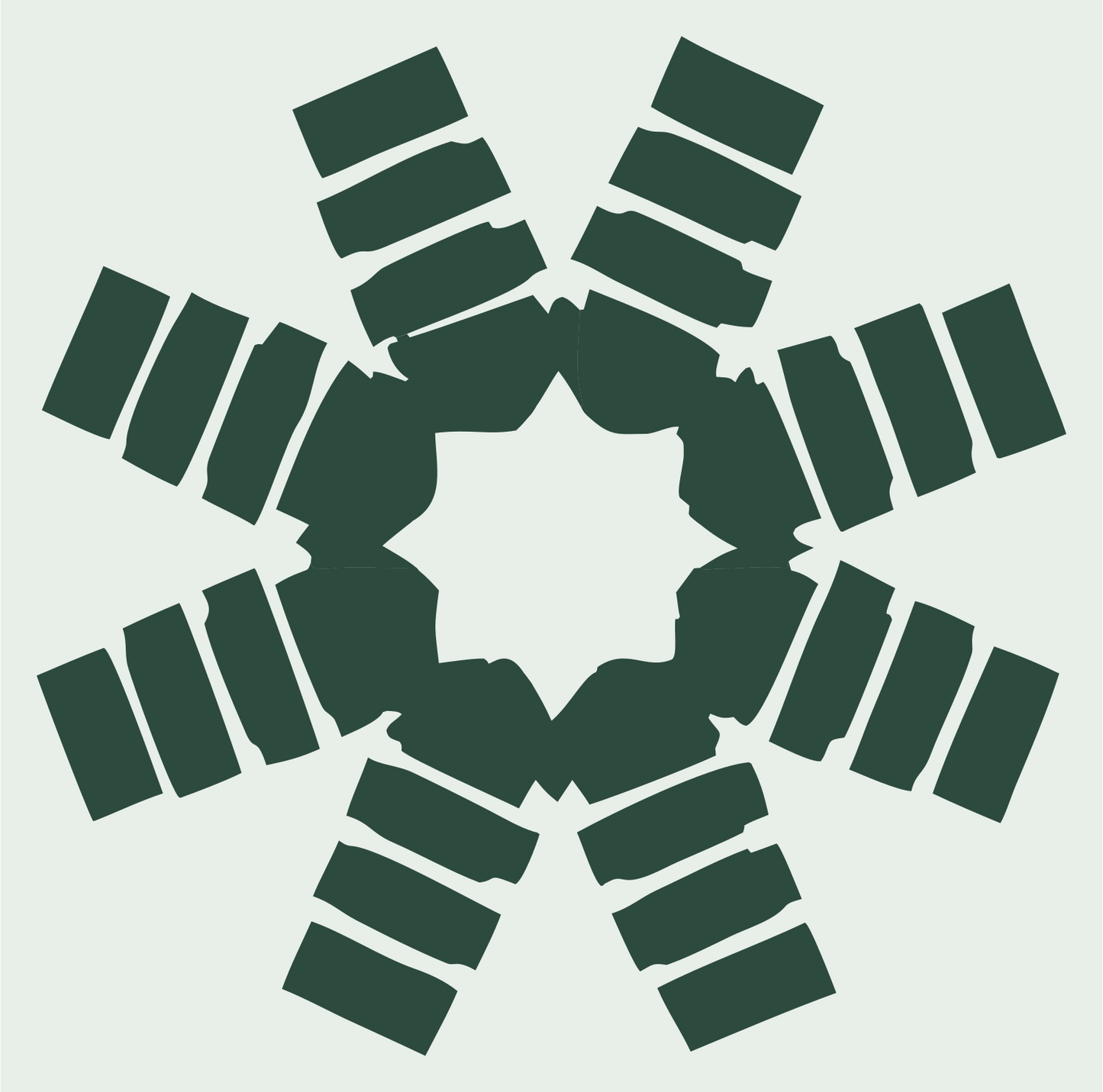 Blocky Rectangle Snowflake Crest #e8efe9/#2d4a3e