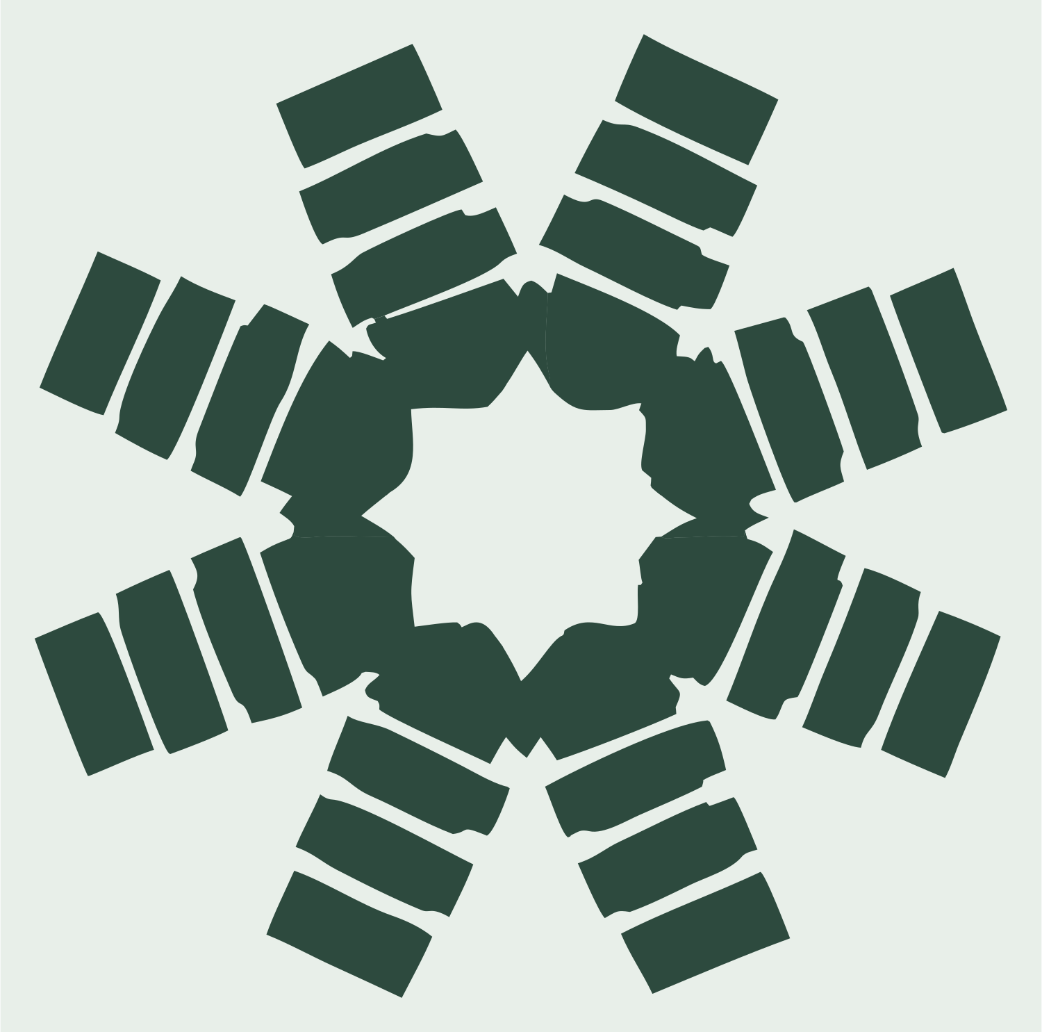 Blocky Rectangle Snowflake Crest #e8efe9/#2d4a3e