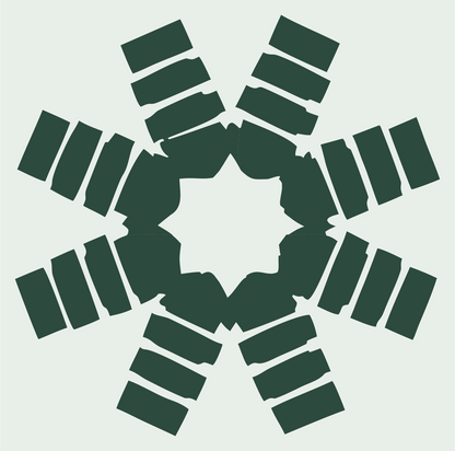 Blocky Rectangle Snowflake Crest #e8efe9/#2d4a3e