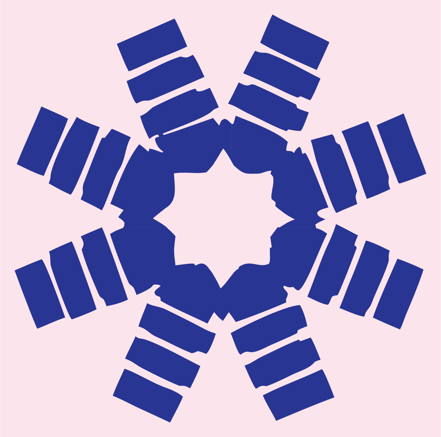Blocky Rectangle Snowflake Crest #fce4ec/#283593