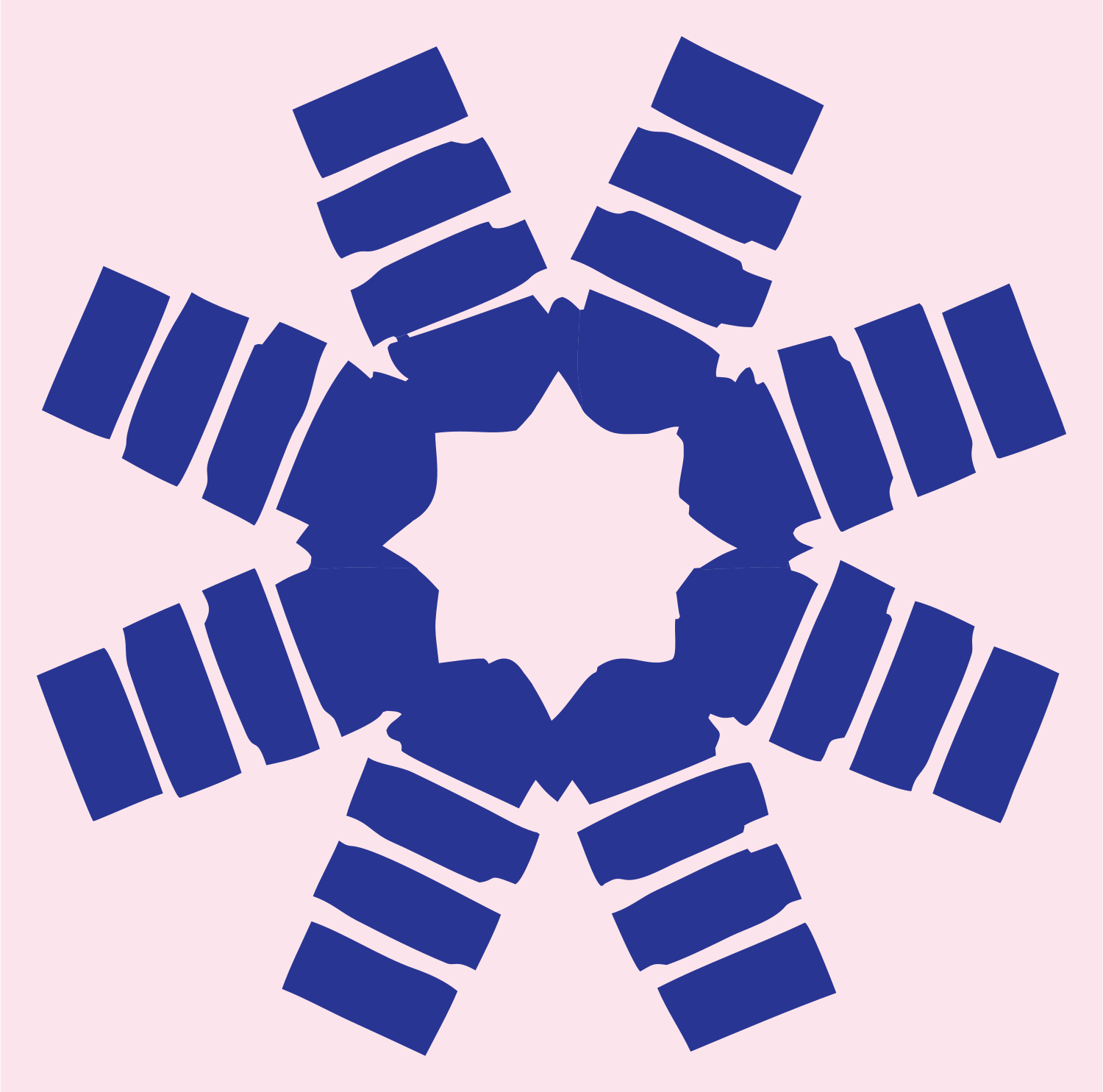 Blocky Rectangle Snowflake Crest #fce4ec/#283593