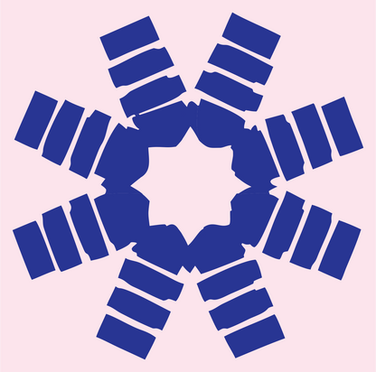 Blocky Rectangle Snowflake Crest #fce4ec/#283593