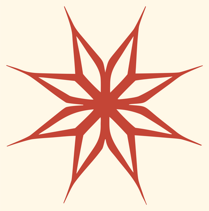 Sharp Eight-Point Star Crest #fff8e7/#c44536