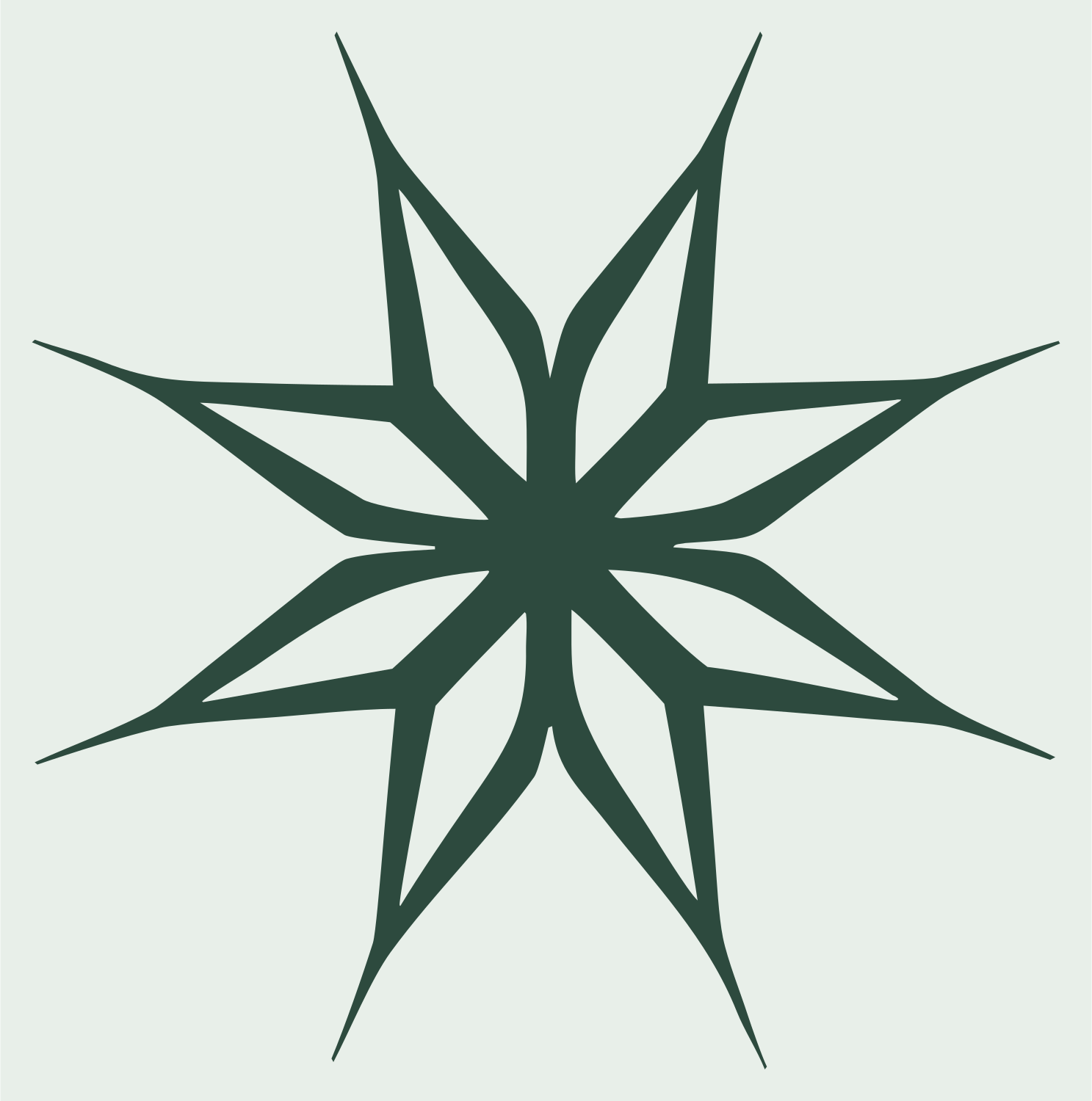 Sharp Eight-Point Star Crest #e8efe9/#2d4a3e