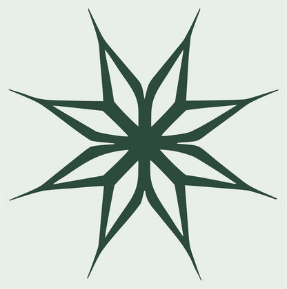 Sharp Eight-Point Star Crest #e8efe9/#2d4a3e