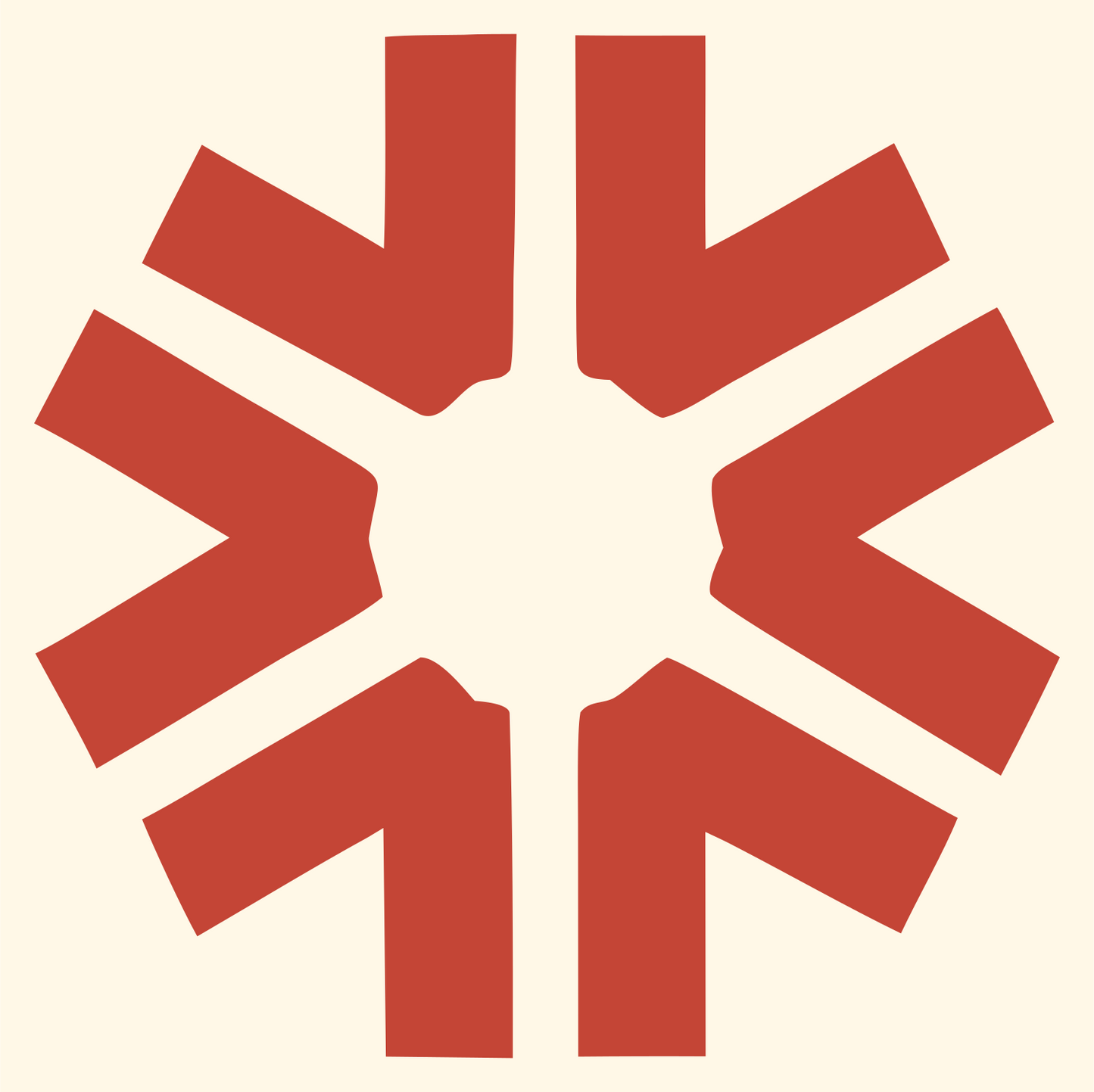 Bold Arrow Snowflake Mark #fff8e7/#c44536
