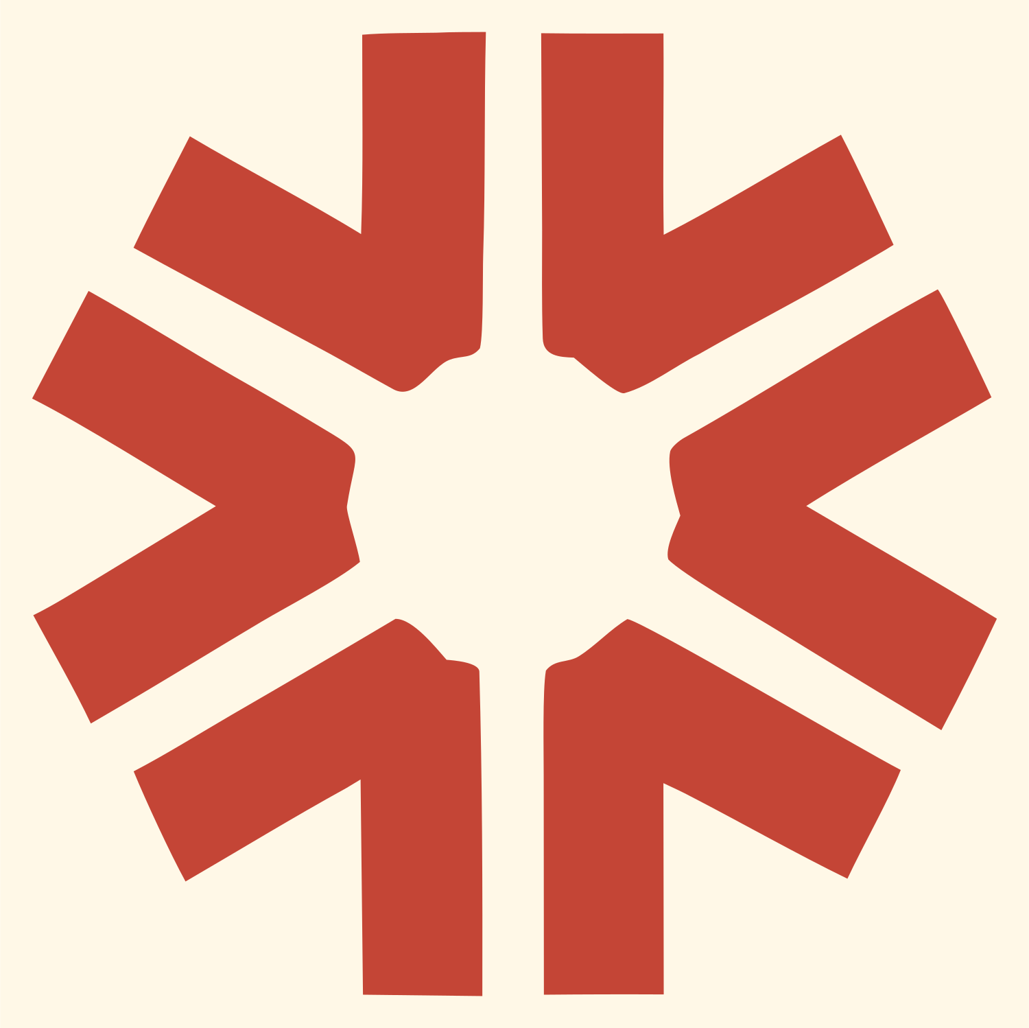 Bold Arrow Snowflake Mark #fff8e7/#c44536