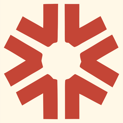 Bold Arrow Snowflake Mark #fff8e7/#c44536