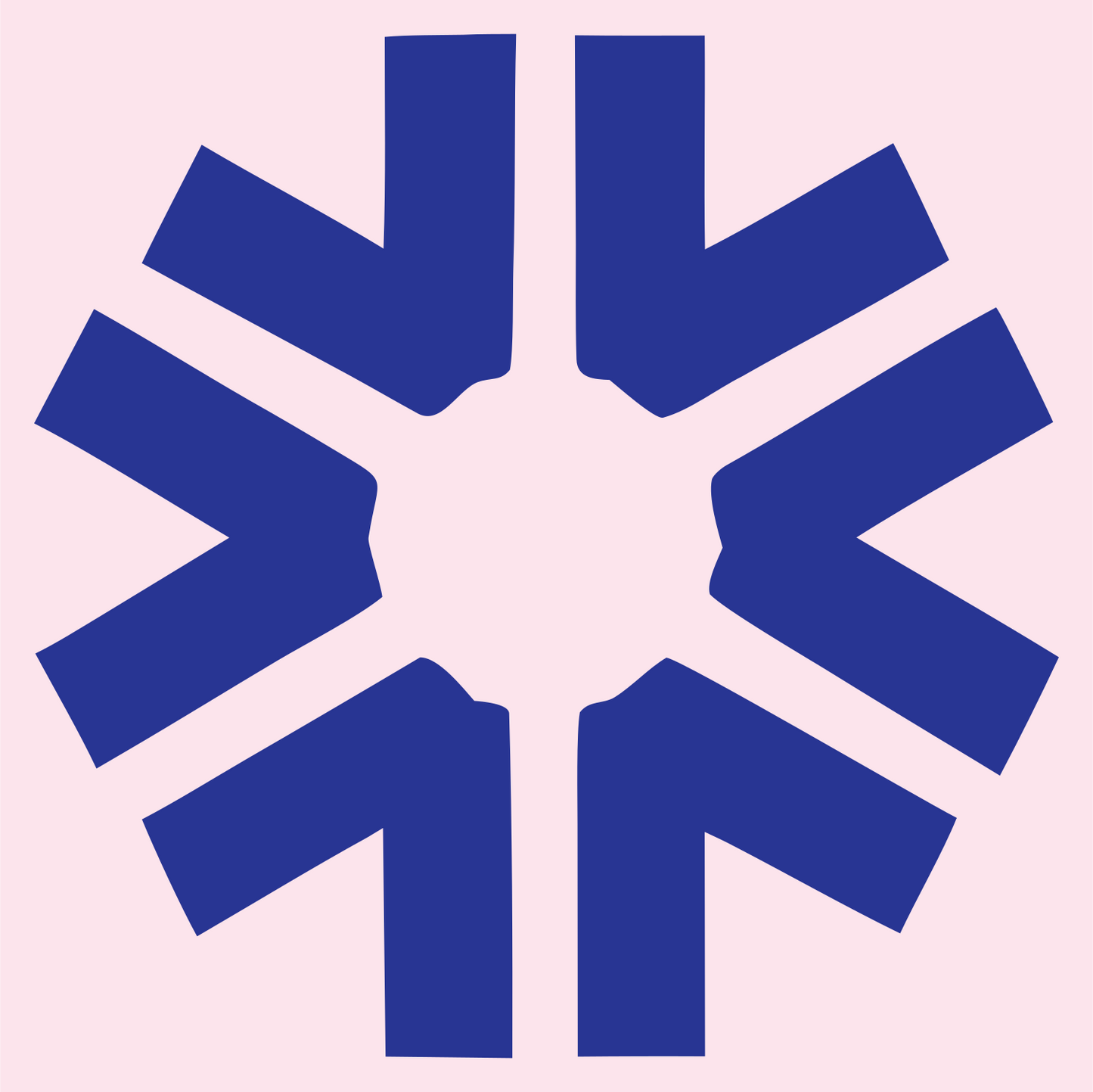 Bold Arrow Snowflake Mark #fce4ec/#283593