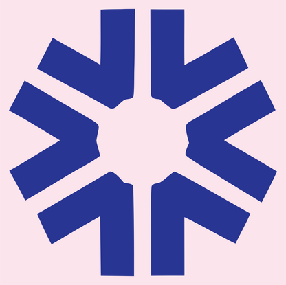 Bold Arrow Snowflake Mark #fce4ec/#283593