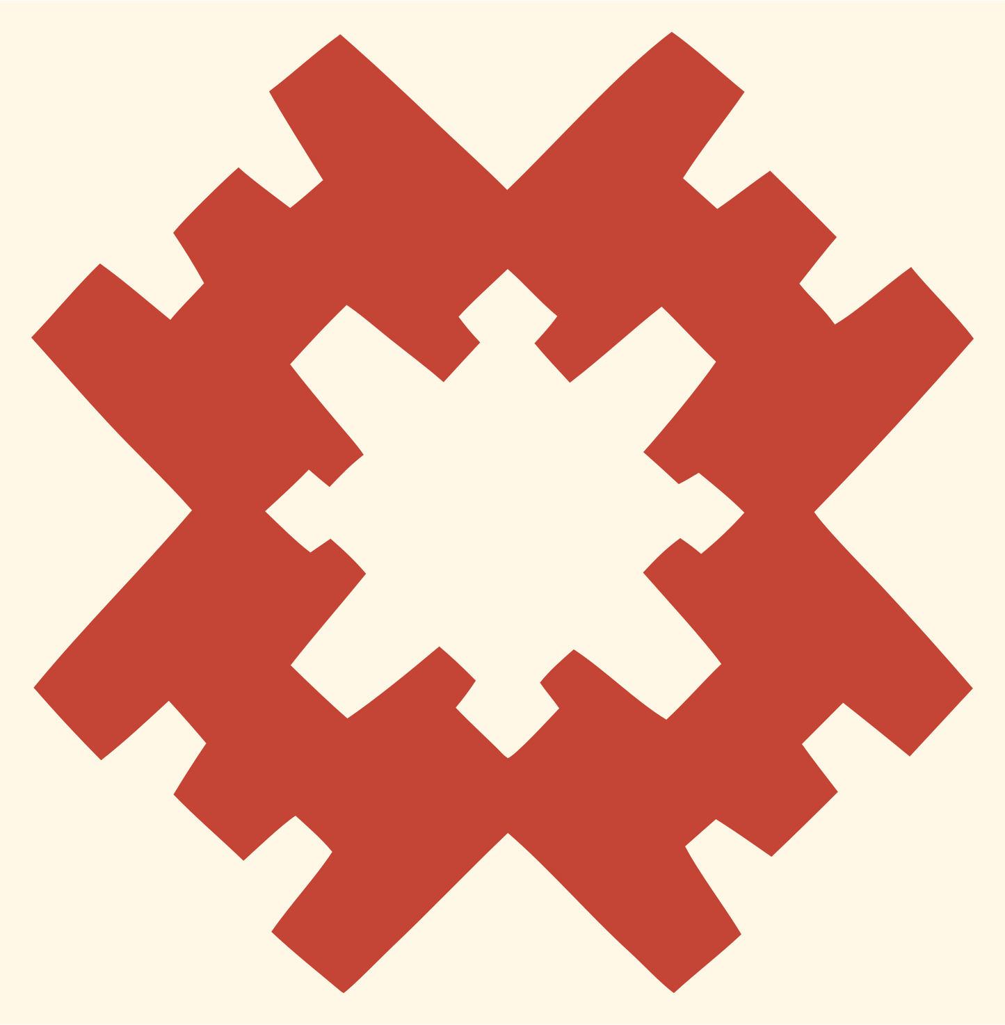 Chunky Pixel Snowflake Crest #fff8e7/#c44536
