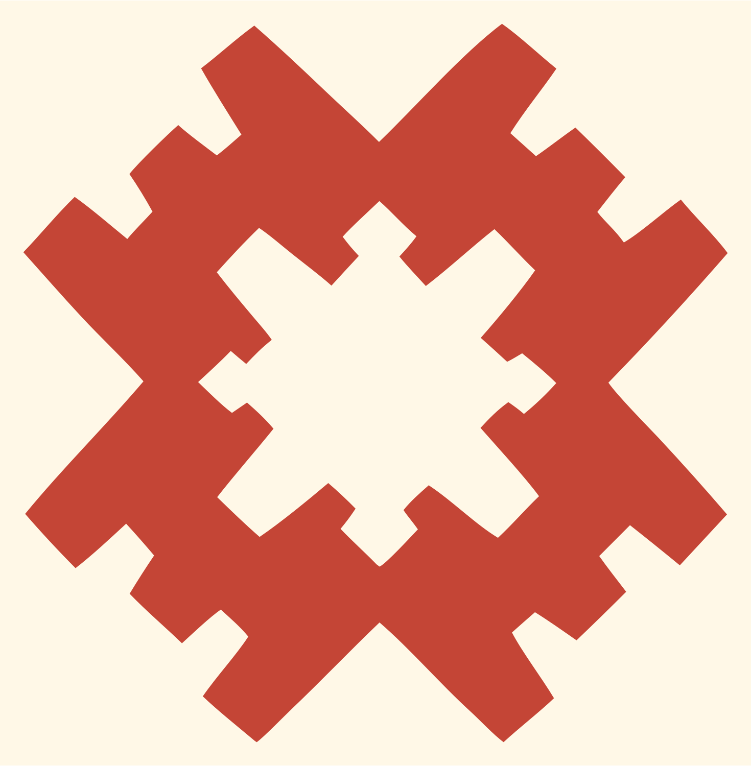 Chunky Pixel Snowflake Crest #fff8e7/#c44536