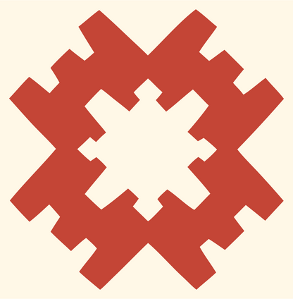 Chunky Pixel Snowflake Crest #fff8e7/#c44536