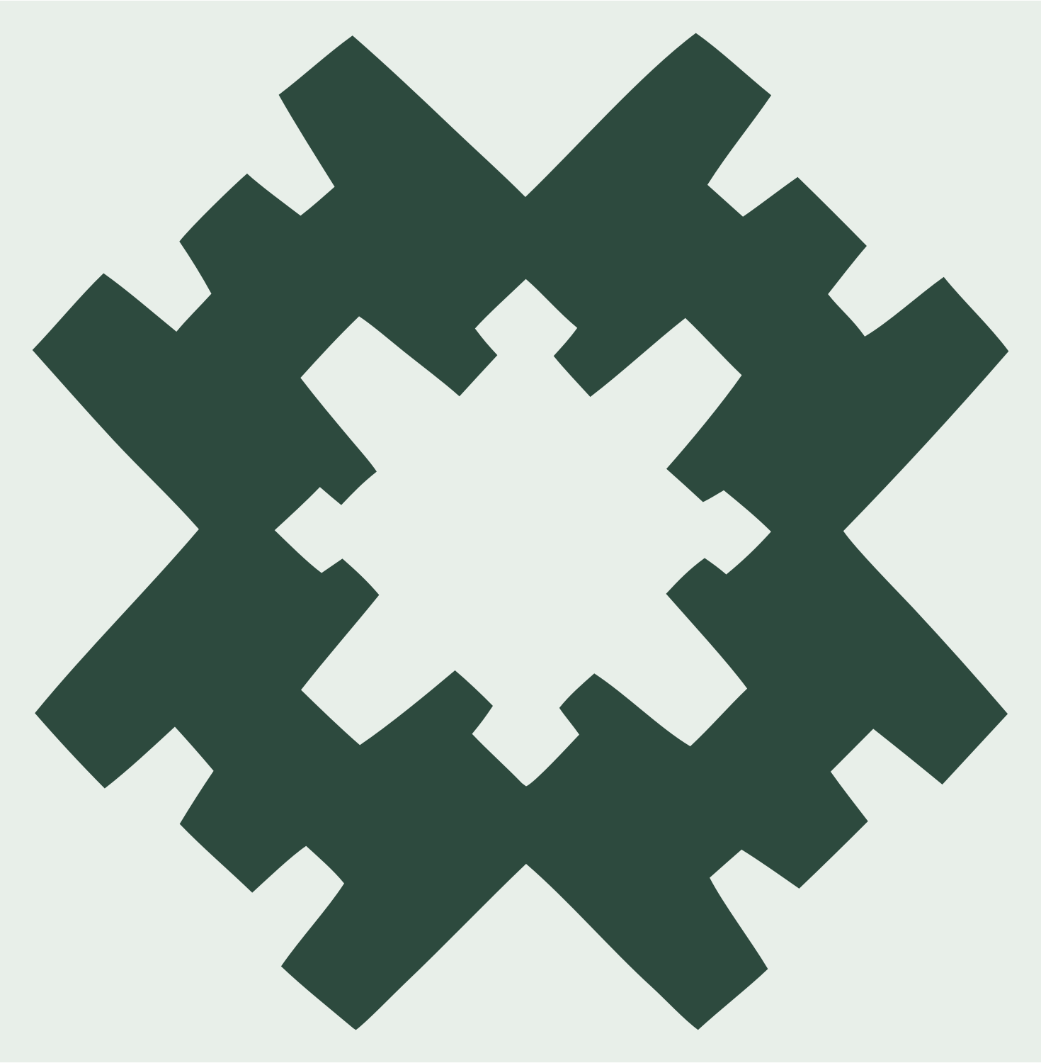 Chunky Pixel Snowflake Crest #e8efe9/#2d4a3e