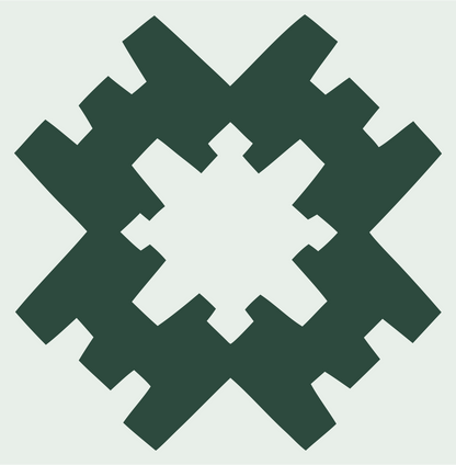 Chunky Pixel Snowflake Crest #e8efe9/#2d4a3e