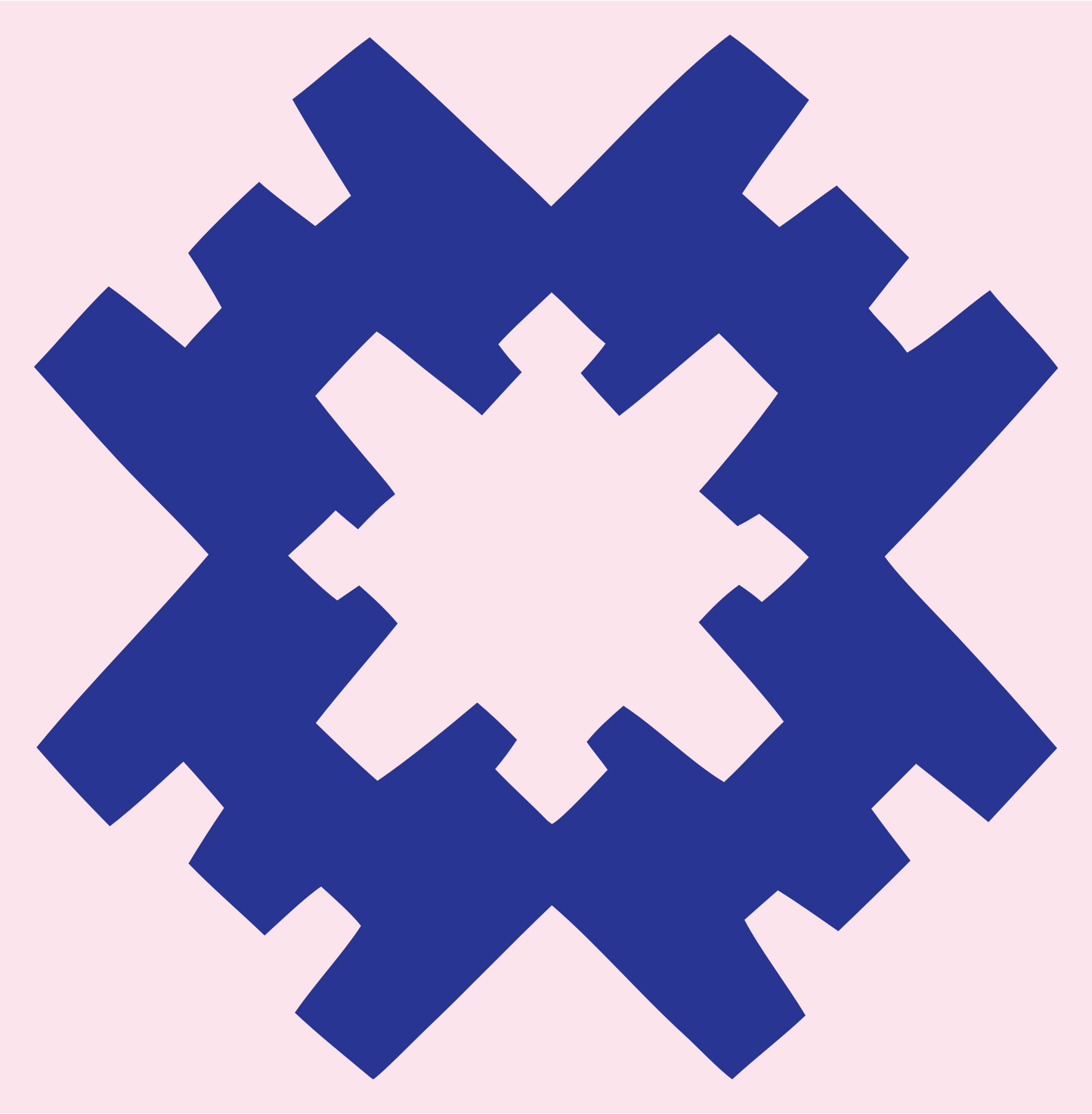 Chunky Pixel Snowflake Crest #fce4ec/#283593
