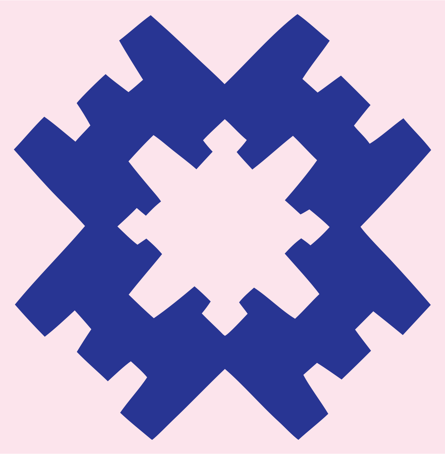 Chunky Pixel Snowflake Crest #fce4ec/#283593