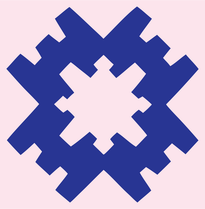 Chunky Pixel Snowflake Crest #fce4ec/#283593