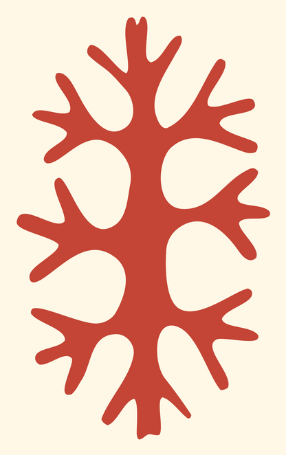 Hand-Drawn Tree Silhouette Mark #fff8e7/#c44536