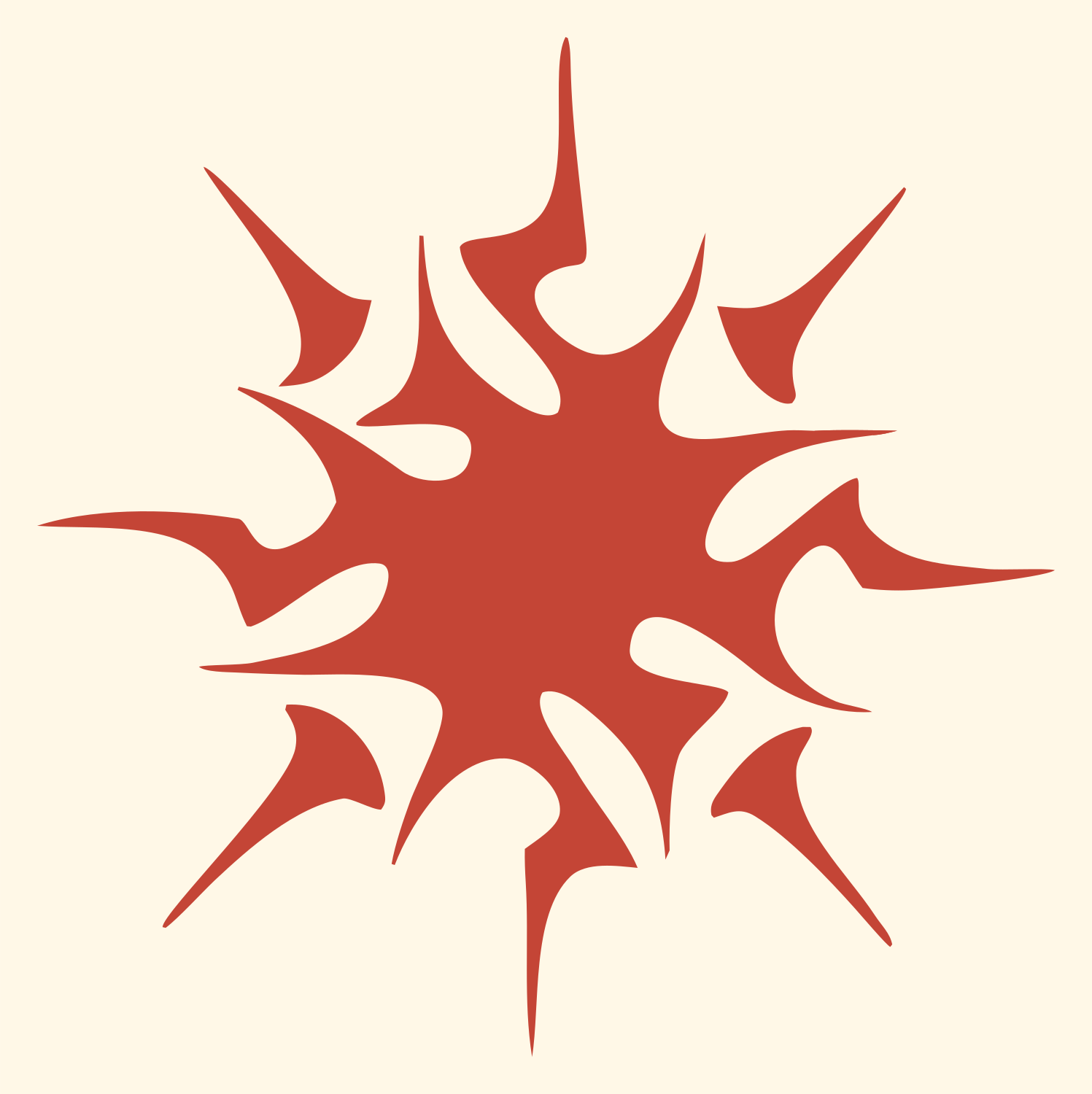 Tribal Spiky Snowflake Mark #fff8e7/#c44536