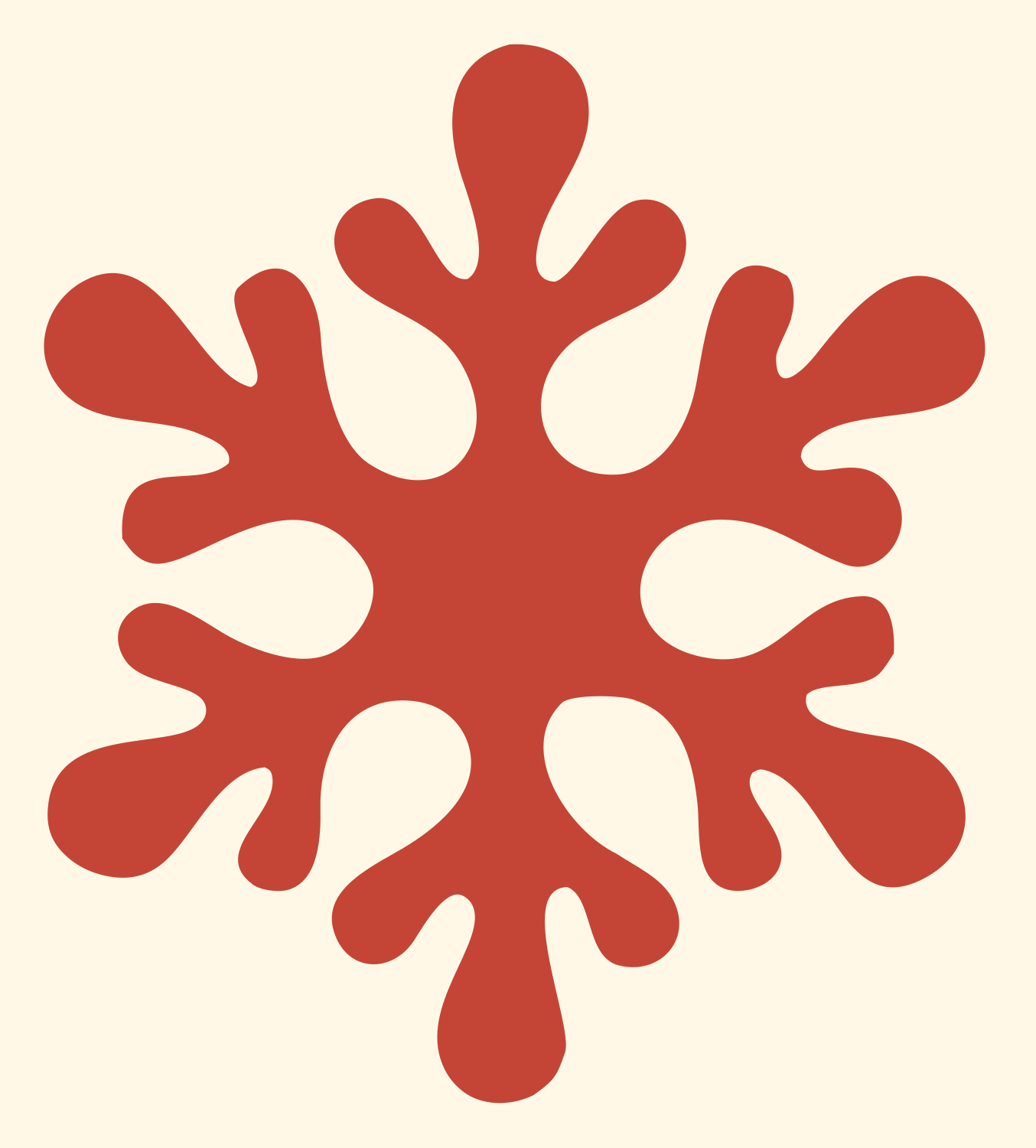Hand-Drawn Snowflake Organic Mark #fff8e7/#c44536