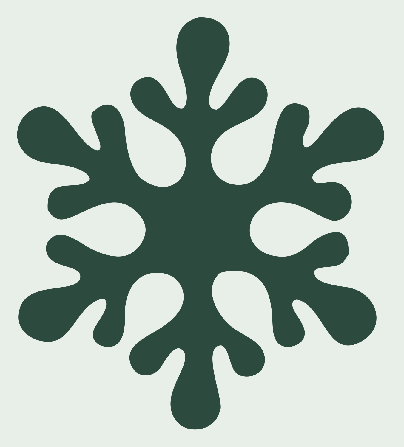 Hand-Drawn Snowflake Organic Mark #e8efe9/#2d4a3e