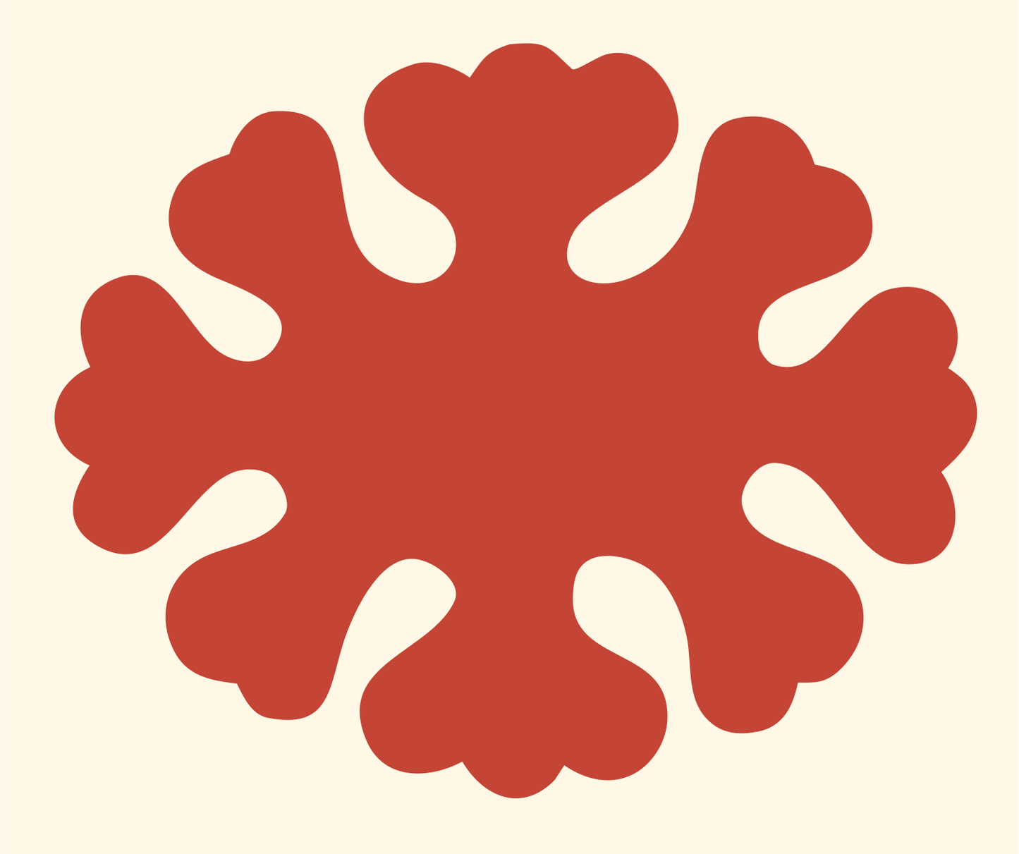 Bold Snowflake Organic Crest #fff8e7/#c44536