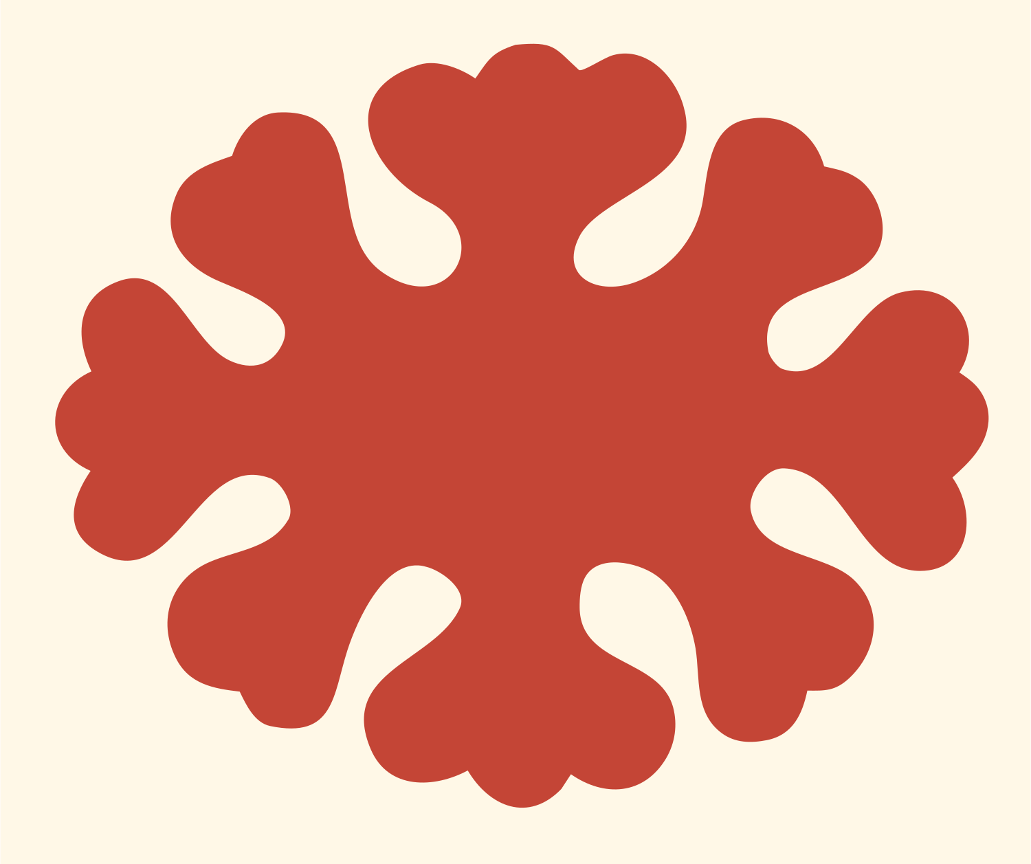 Bold Snowflake Organic Crest #fff8e7/#c44536