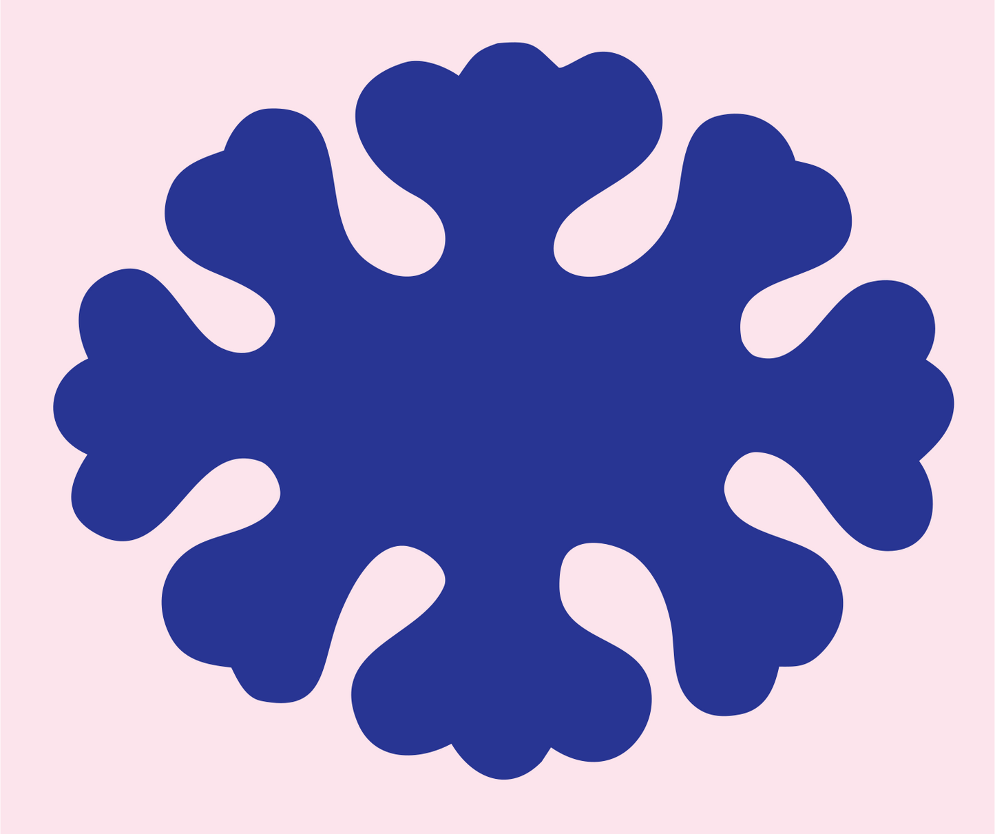 Bold Snowflake Organic Crest #fce4ec/#283593