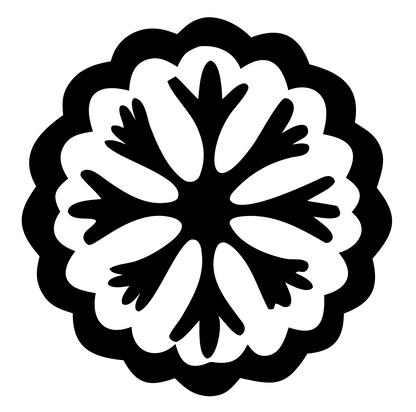 Hand-Drawn Snowflake Rosette Badge #ffffff/#000000