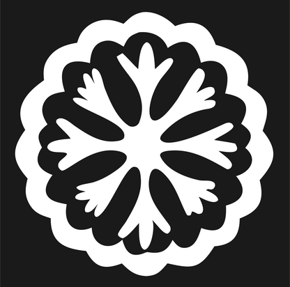 Hand-Drawn Snowflake Rosette Badge #1a1a1a/#ffffff