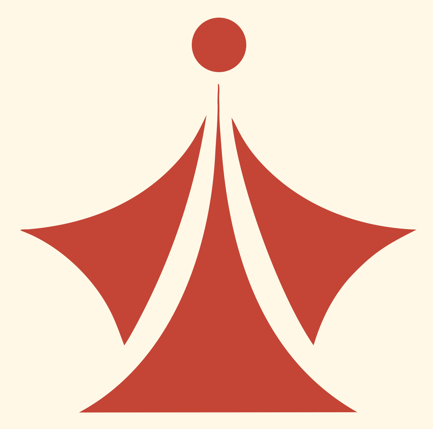Bold Figure Compass Emblem #fff8e7/#c44536