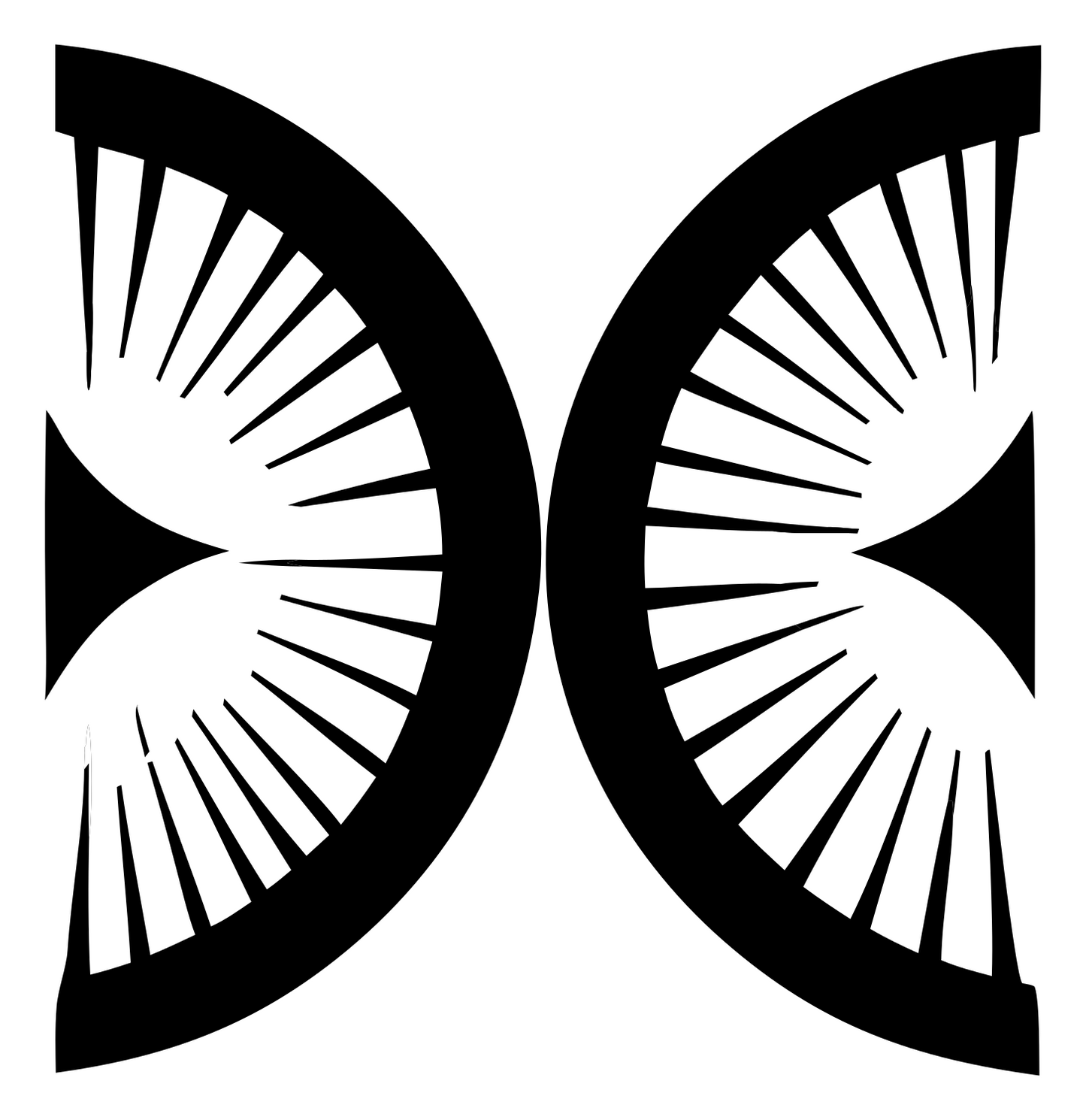 Bold Radiating Compass Mark #ffffff/#000000