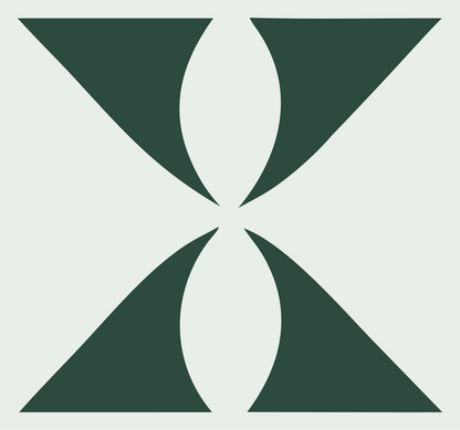 Bold Hourglass Compass Mark #e8efe9/#2d4a3e