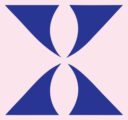 Bold Hourglass Compass Mark #fce4ec/#283593