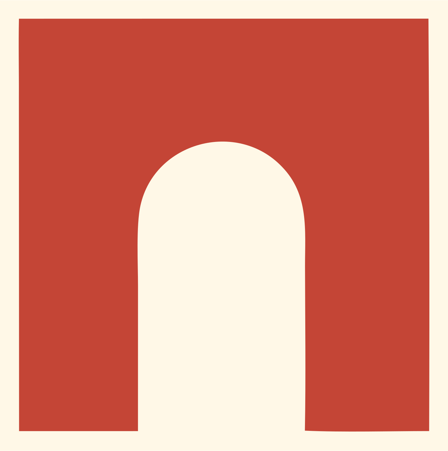 Negative Space Arch Gateway Mark #fff8e7/#c44536
