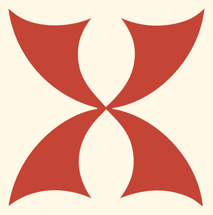 Geometric Four-Wing Compass Mark #fff8e7/#c44536