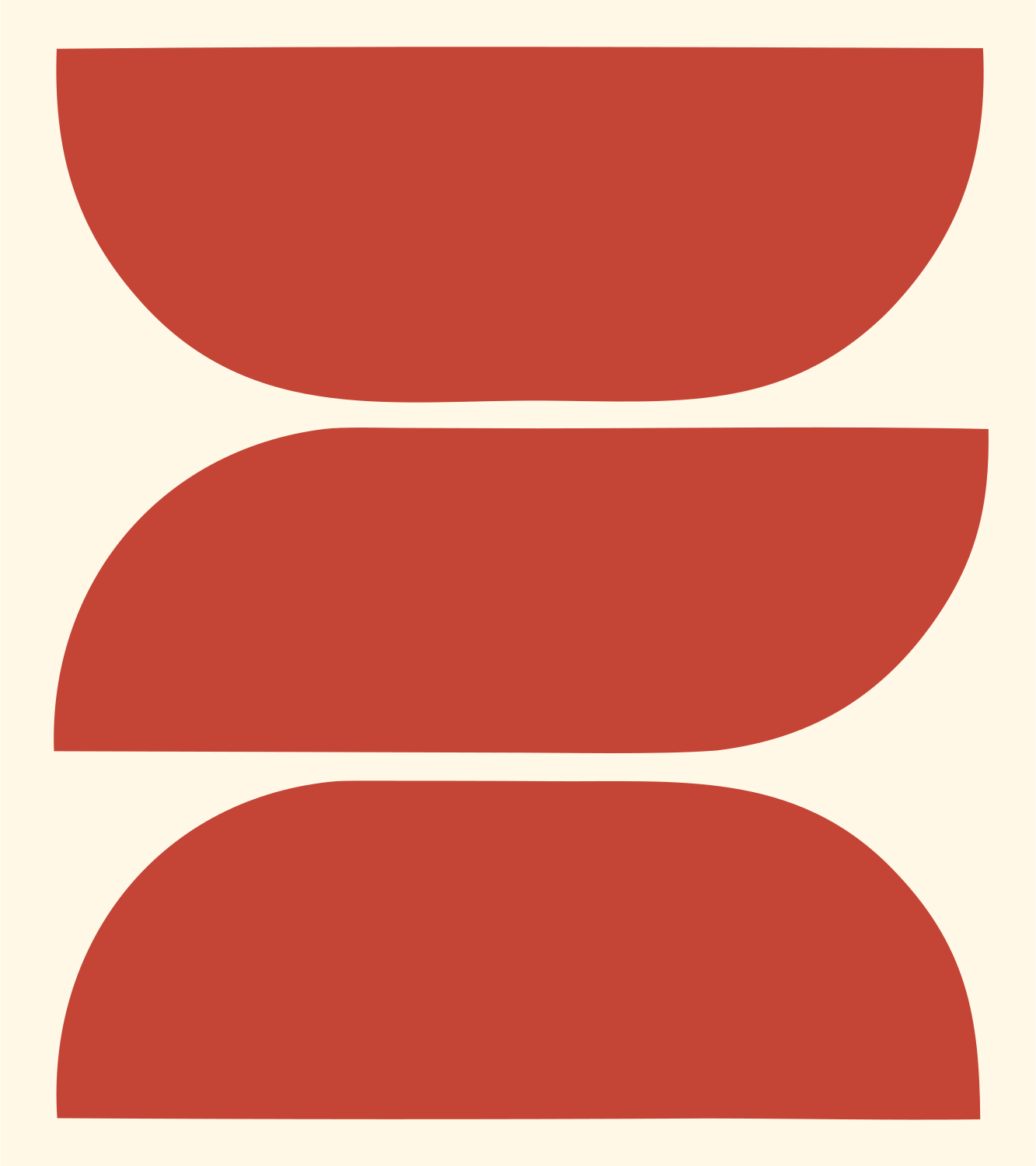 Bold Stacked Arcs Compass Mark #fff8e7/#c44536
