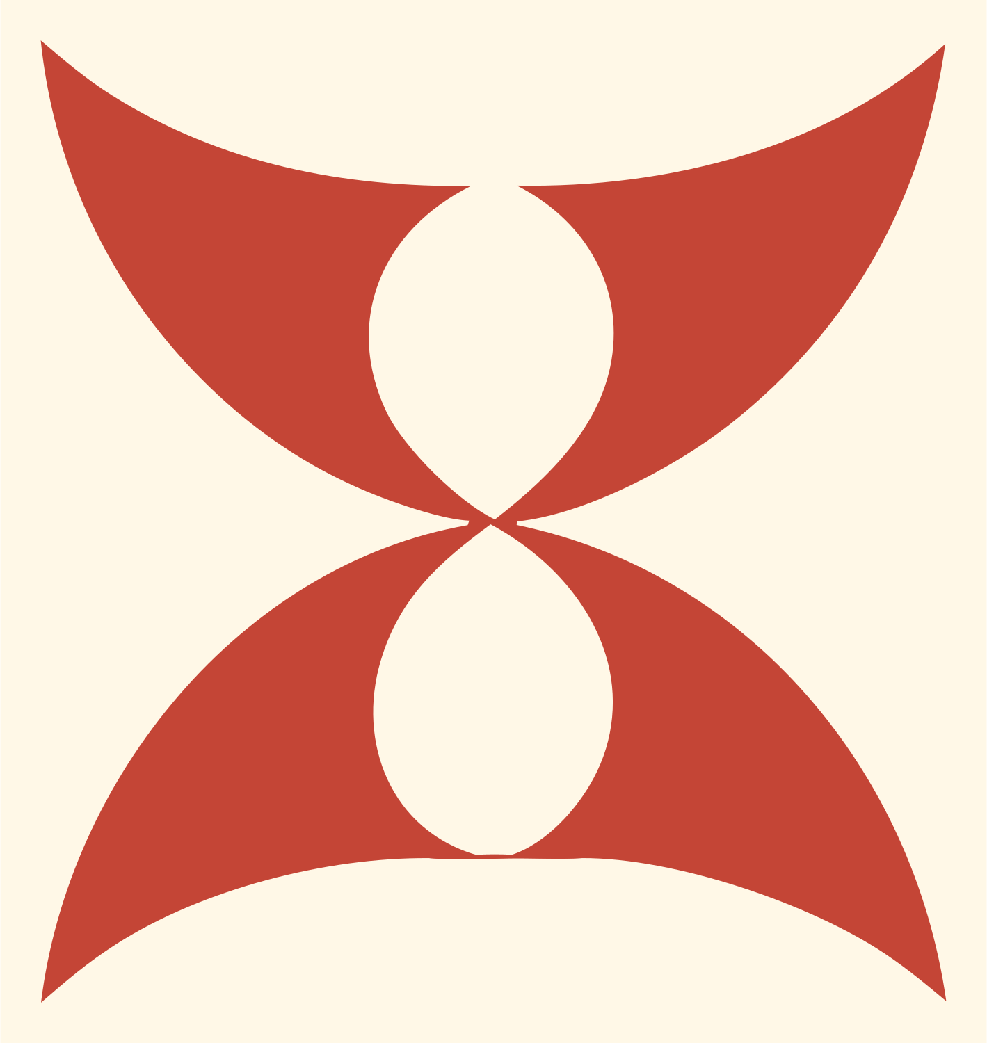 Bold Hourglass Compass Icon #fff8e7/#c44536