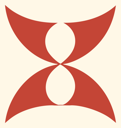 Bold Hourglass Compass Icon #fff8e7/#c44536