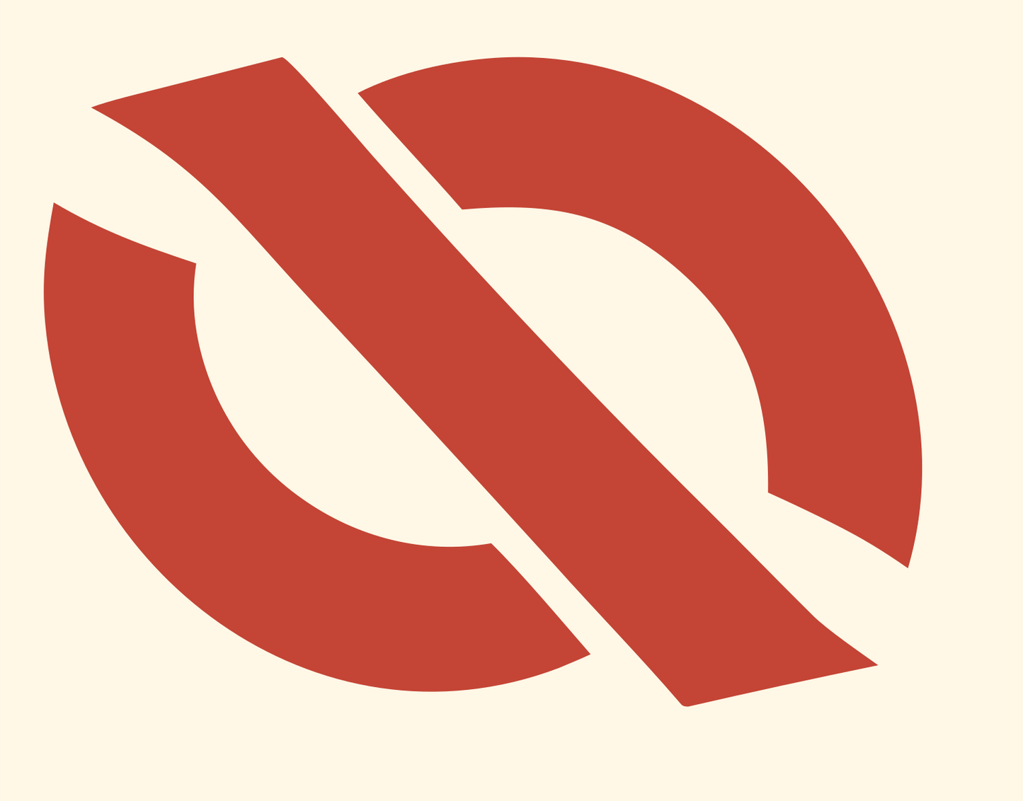 Diagonal Slash Circle Compass Mark #fff8e7/#c44536