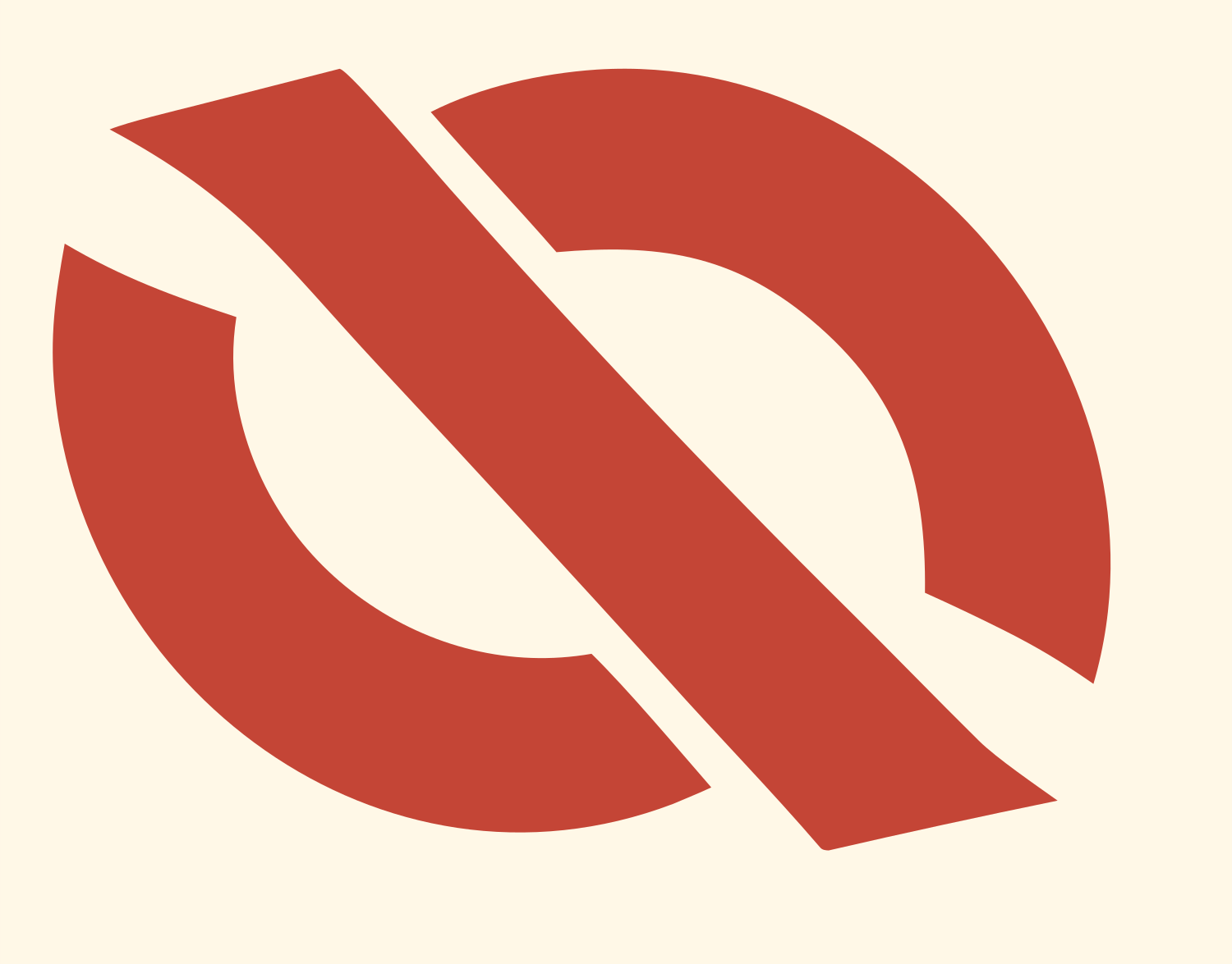 Diagonal Slash Circle Compass Mark #fff8e7/#c44536