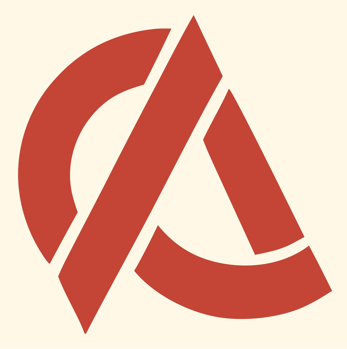 Geometric Triangle Arc Compass Mark #fff8e7/#c44536