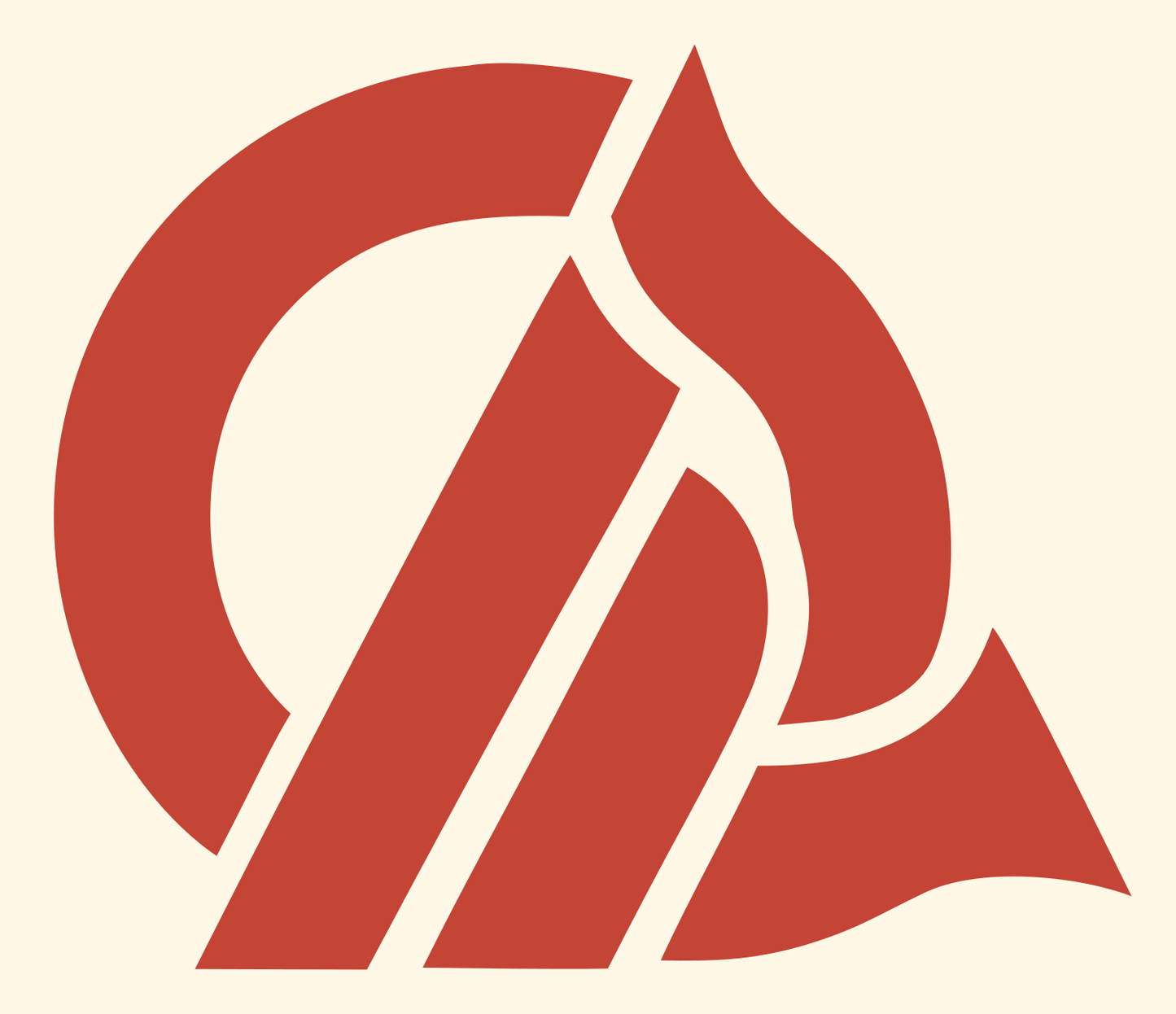 Bold Circle Triangle Compass Mark #fff8e7/#c44536