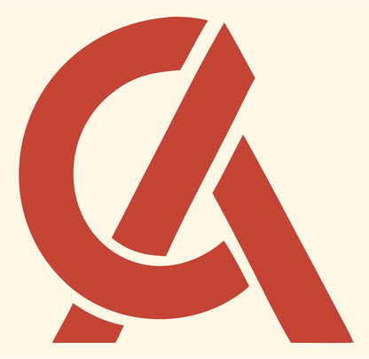 Monoline CA Letterform Badge #fff8e7/#c44536