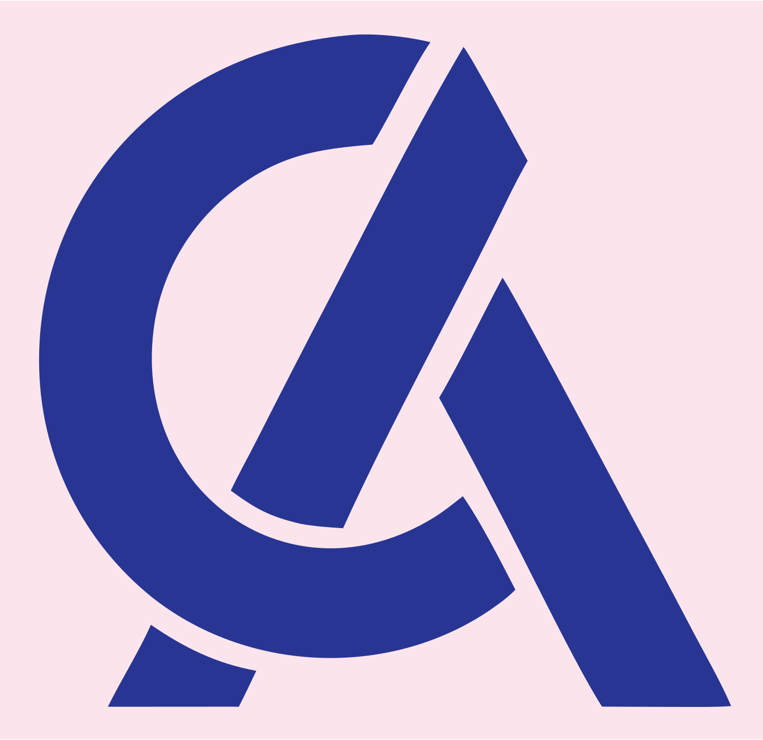 Monoline CA Letterform Badge #fce4ec/#283593